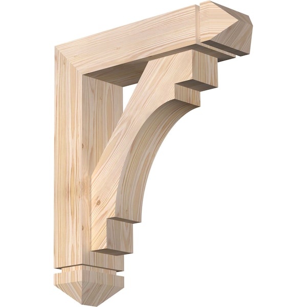 Ekena Millwork Merced Arts and Crafts Smooth Bracket w/ Offset Brace, Douglas Fir, 5 1/2"W x 20"D x 24"H BKT0604X20X24MRC03SDF - main